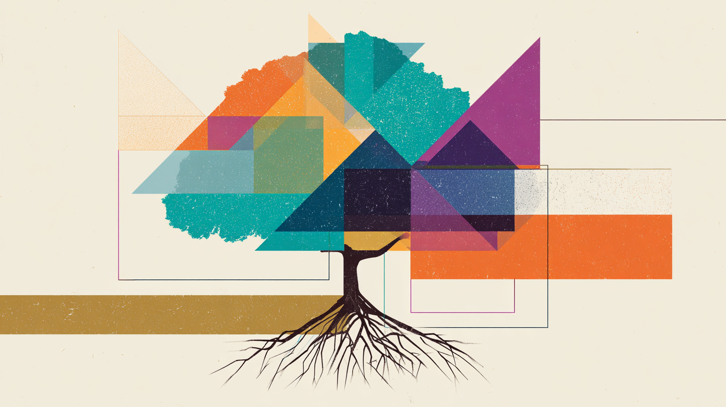 Image of a Tree with geometric shapes around it